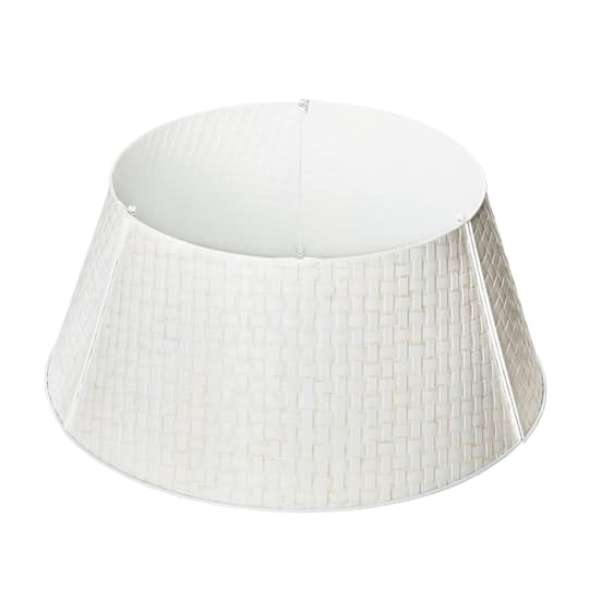 Glitzhome® Washed White 26" Woven Metal Tree Collar